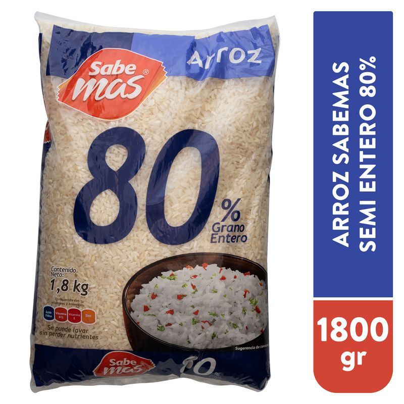 Arroz Sabemas 80% grano entero - 1800 g