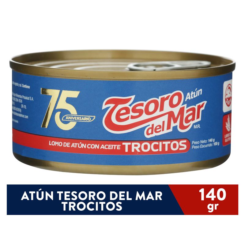 Atún Tesoro del Mar trocitos en aceite de soya - 140 g
