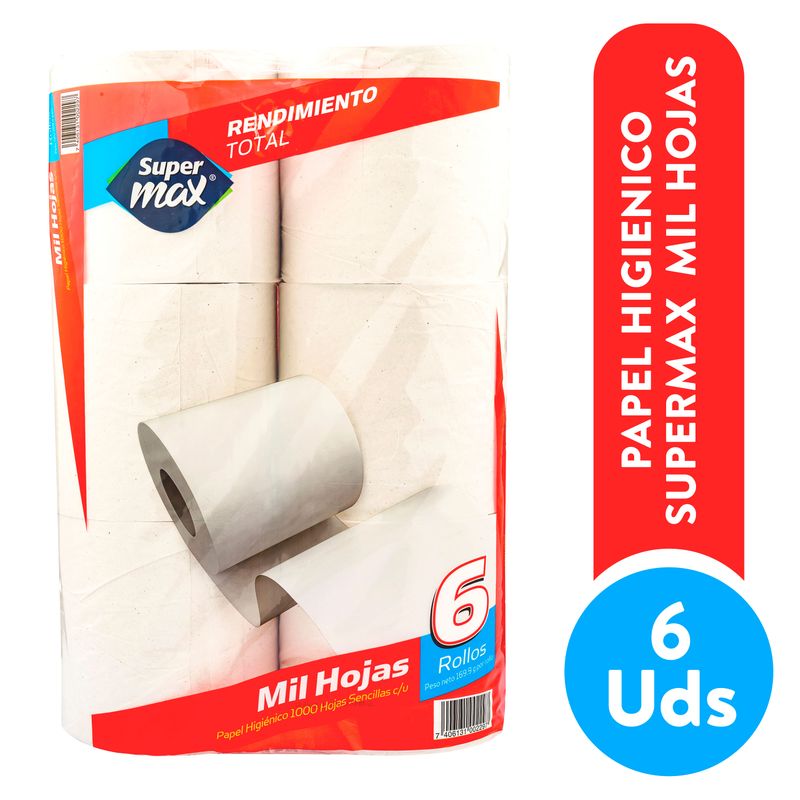 Papel Higiénico Supermax 6 Rollos - 1000 Hojas