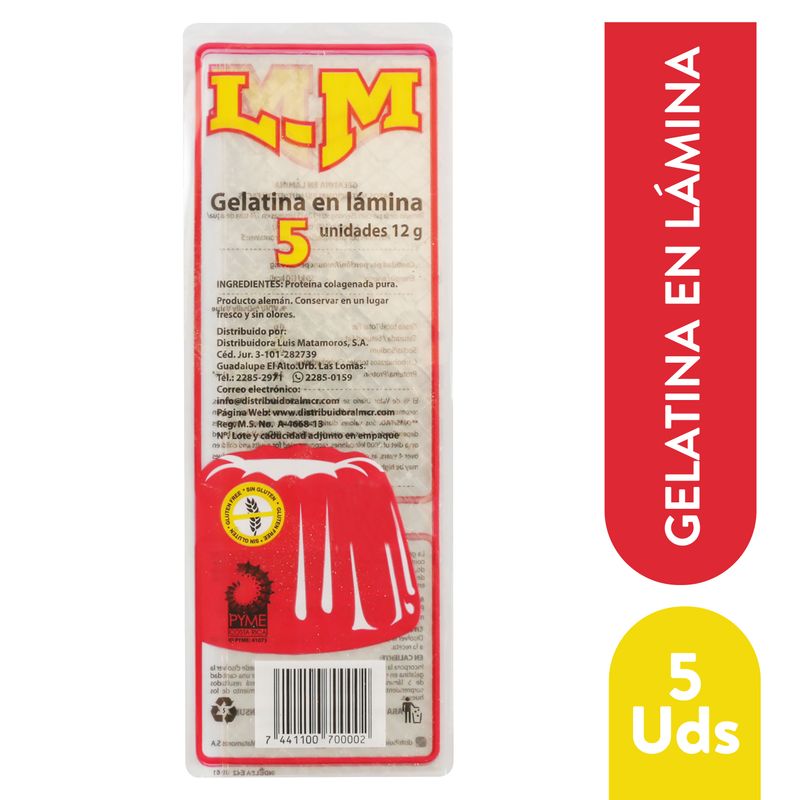Gelatina en lámina L-M 5 Uds - 12 g