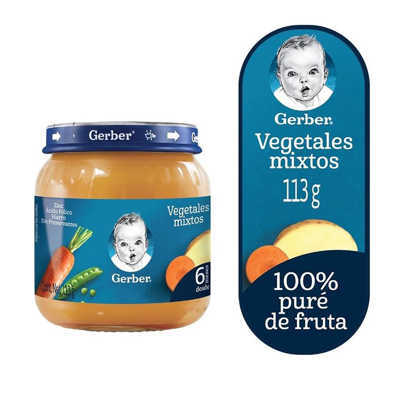 Colado Gerber Vegetales Mixtos Frasco - 113 g