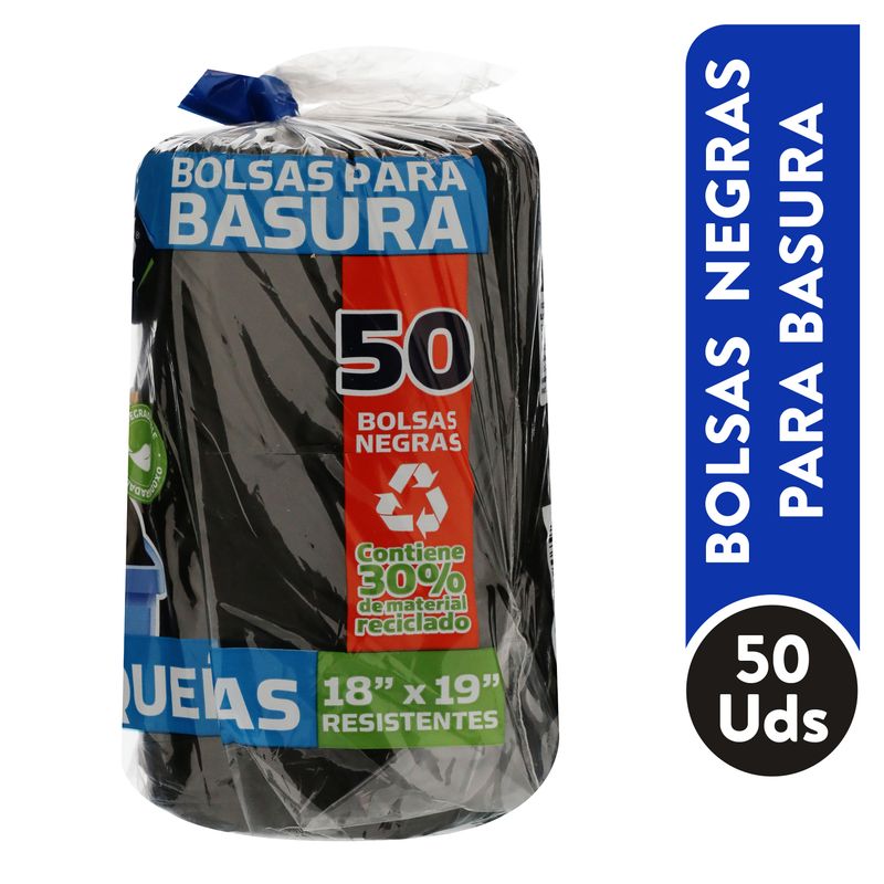Bolsas Supermax para basura negras - 50 uds