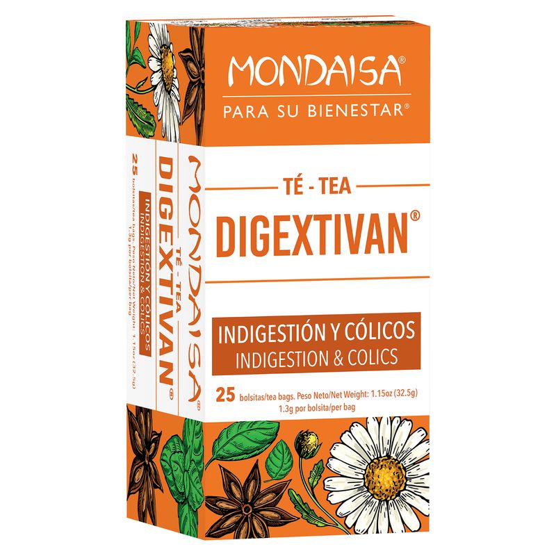 Té Mondaisa digextivan combate indigestion y colicos 25 Uds - 32.5 g