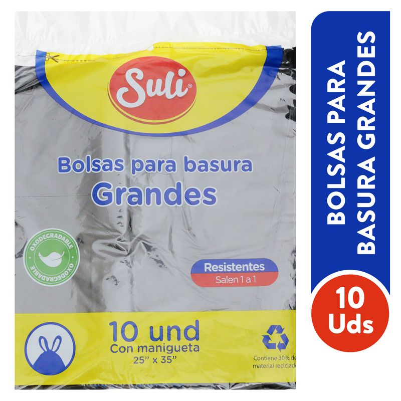 Bolsa de basura Suli negra grande - 10 uds