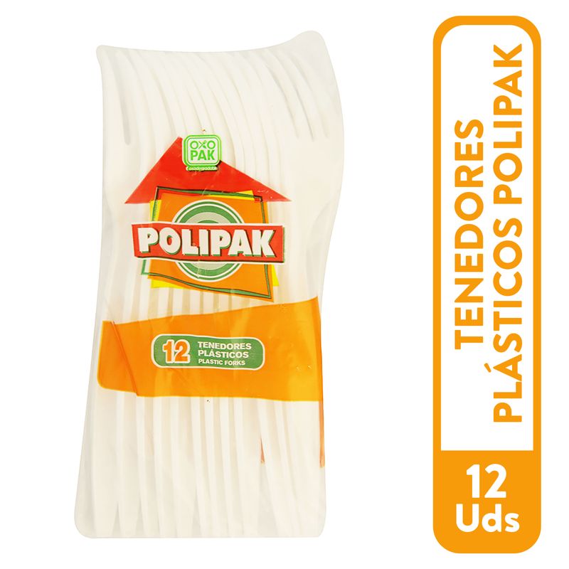 Tenedor Polipak oxodegradable blanco desechable – 12 Uds