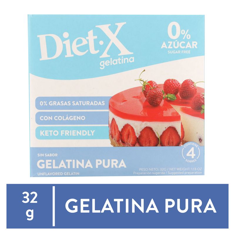 Gelatina Diet x pura sin sabor 0% azúcar caja - 32 g