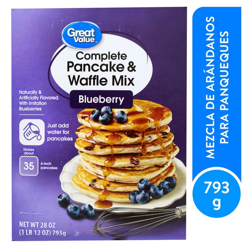 Mezcla Great Value Para Pancakes y Waffles Con Arándanos - 793 g