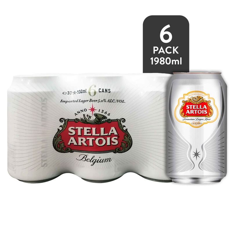Cerveza Stella Artois Lata 6 Pack - 11880 ml