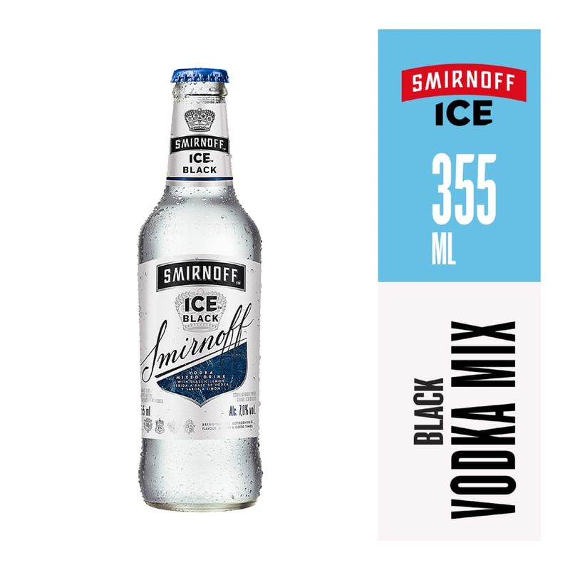 Bebida alcohólica Smirnoff a Base de Vodka Ice Black Botella - 355 ml