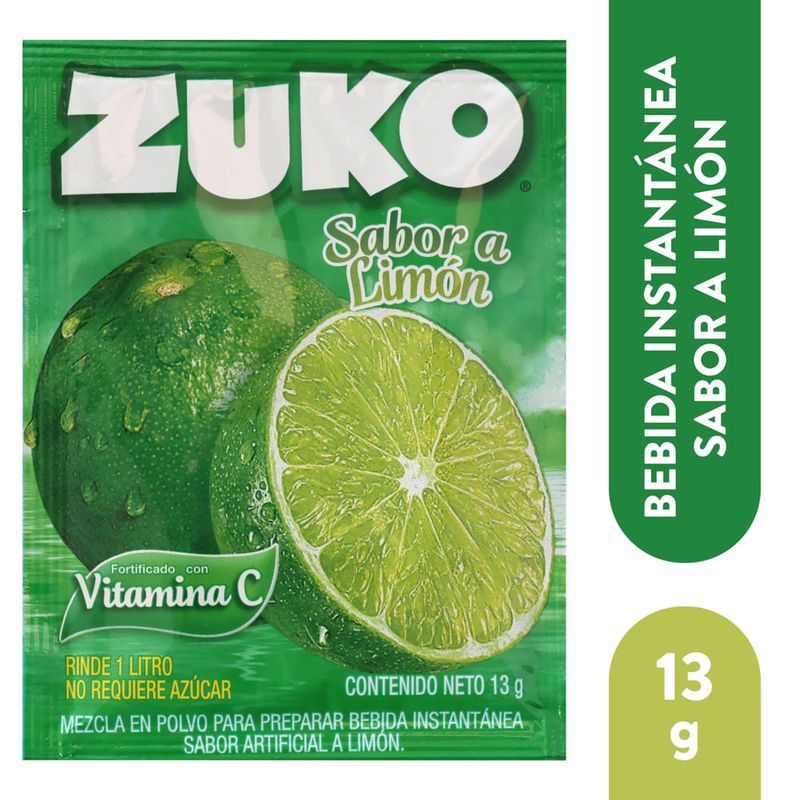 Bebida En Polvo Zuko Limón - 13 g