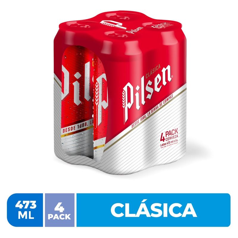 Cerveza Pilsen Clásica Lata  4 Pack - 1892 ml