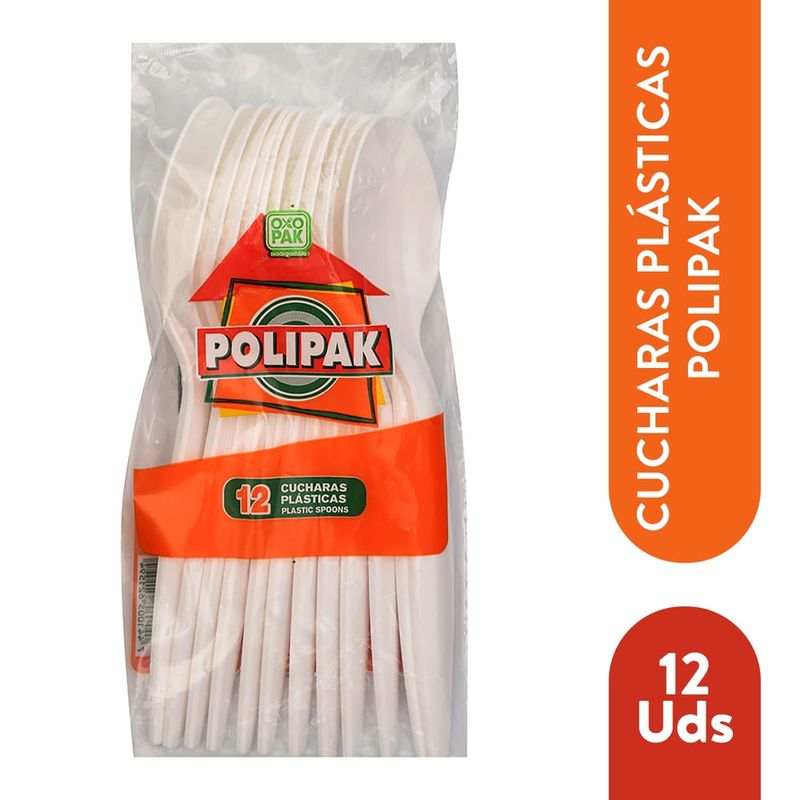 Cuchara Polipak  desechable blanca -12 Uds