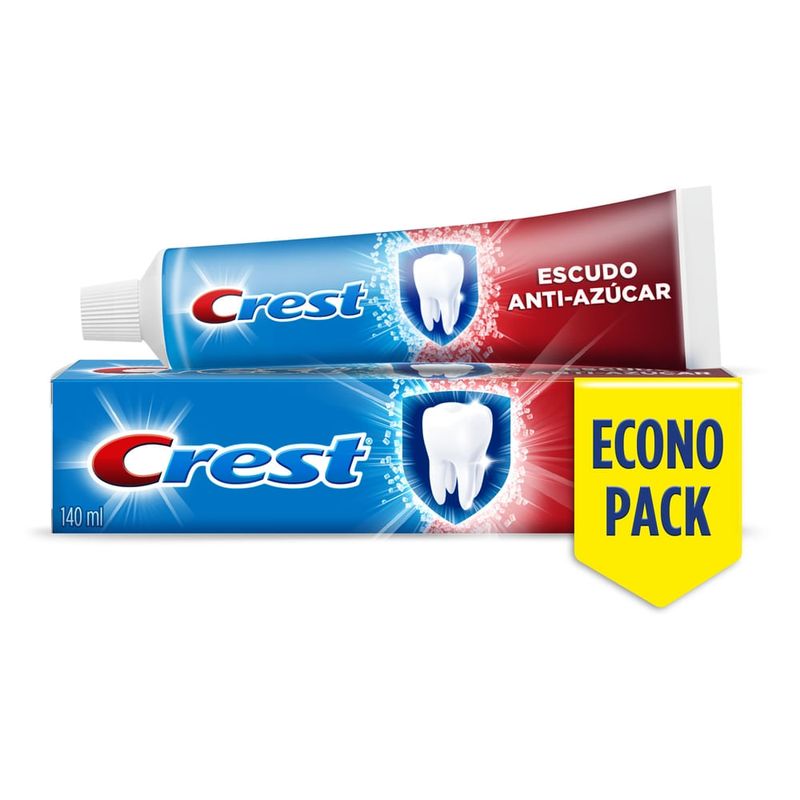 Pasta Dental Crest Escudo Anti-Azúcar Anticaries Con Flúor - 140 ml