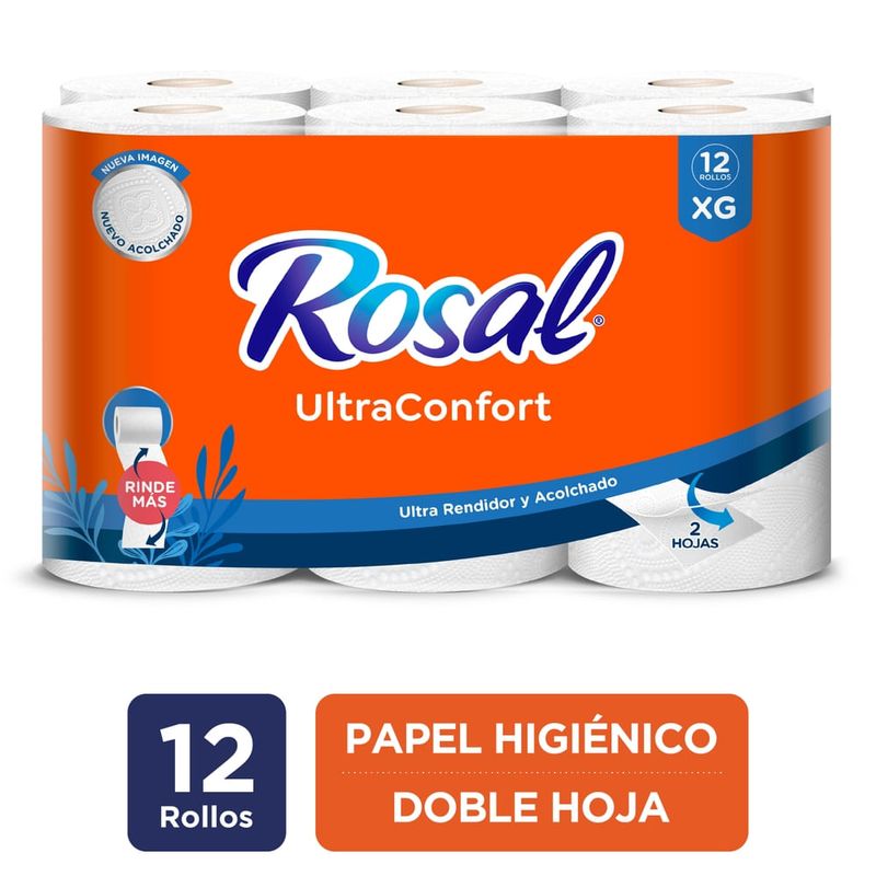 Papel Higiénico Rosal Plus XG Doble Hoja - 12 Rollos