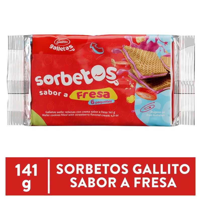 Sorbetos Gallito fresa 6 uds - 141 g