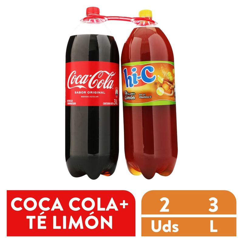 Bebida gaseosa Coca Cola más té Hi-C 2 Pack - 6000 ml