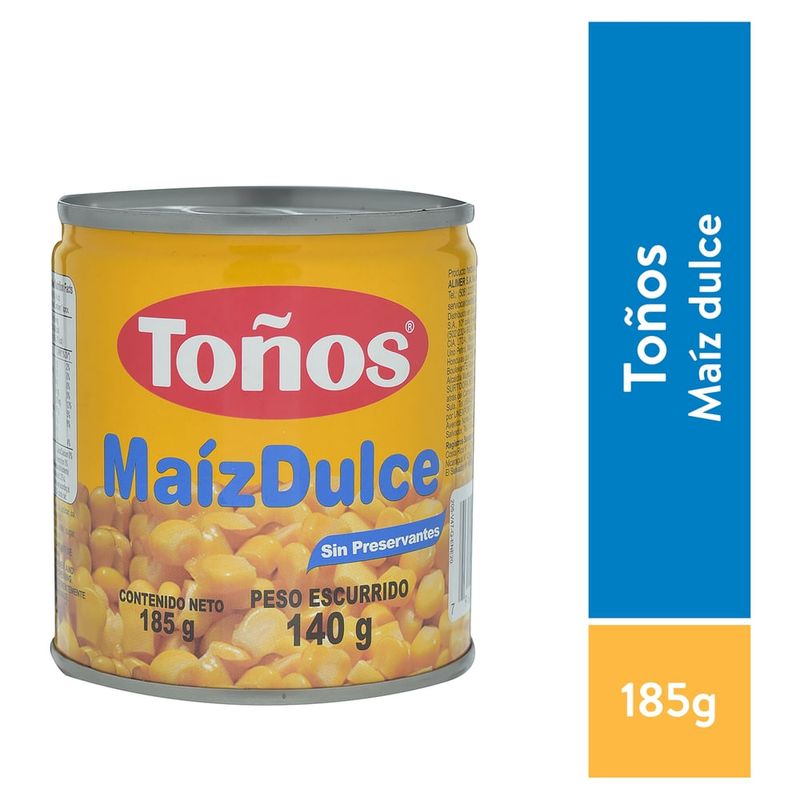 Maíz dulce Toños sin preservantes enlatados - 185 g