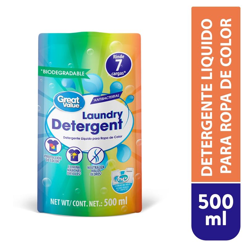 Detergente Great Value Líquido Ropa De Color Pouch - 500 ml