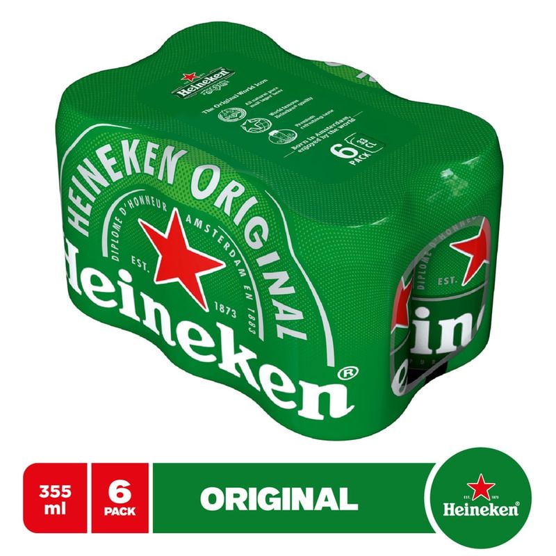 Cerveza Heineken original en lata 6 Pack - 2130 ml
