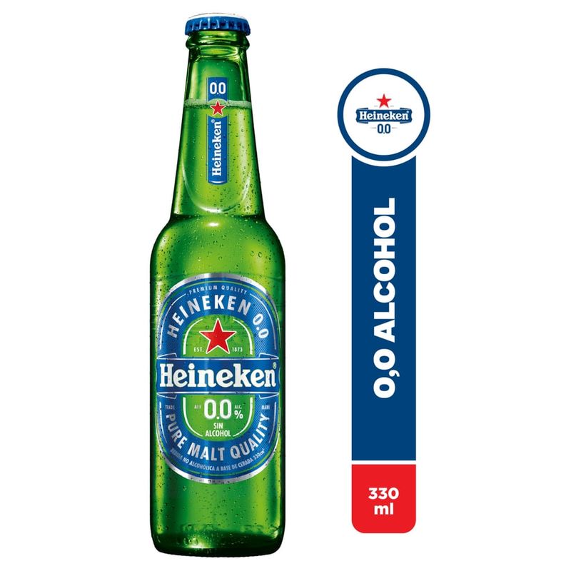 Cerveza Sin Alcohol Heineken 0.0 vidrio - 330 ml