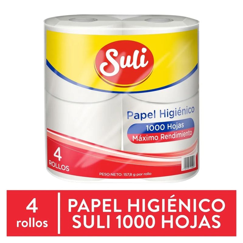 Papel Higiénico Suli 1000 Hojas - 4 Rollos