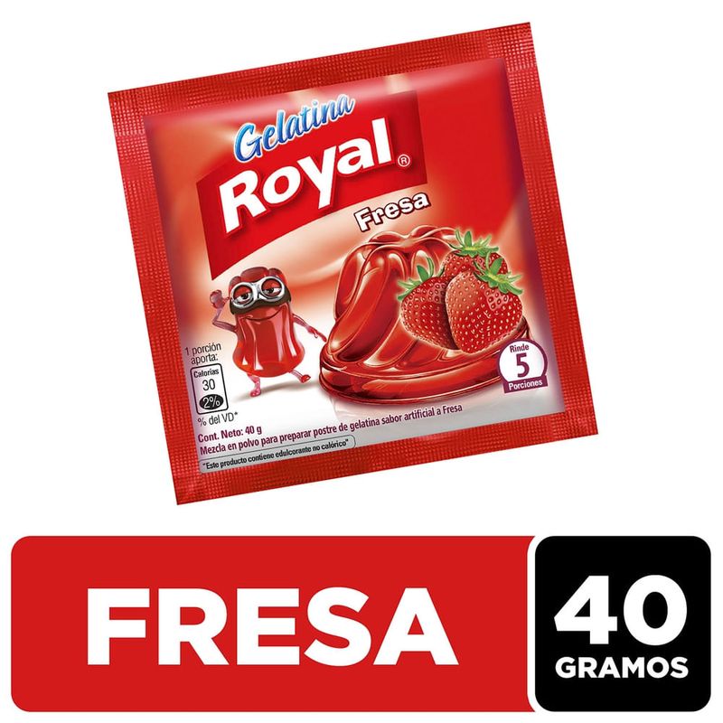 Gelatina En Polvo Royal Sabor Fresa Sobre - 40 g