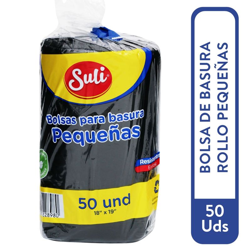 Bolsa Para Basura Suli Negra Rollo Pequeño - 50 Unidades