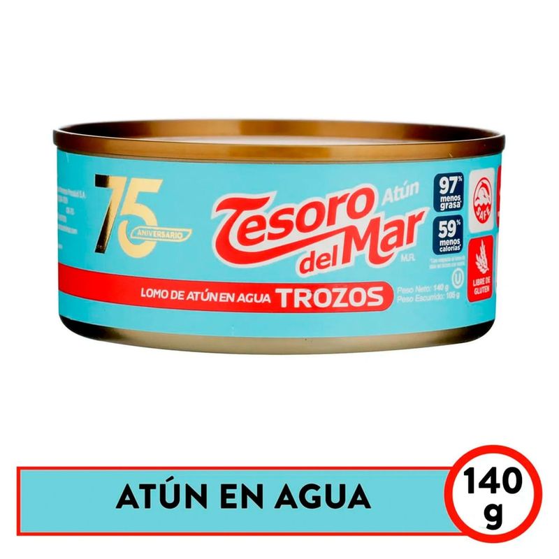 Atún Tesoro del Mar trozos en agua - 140 g