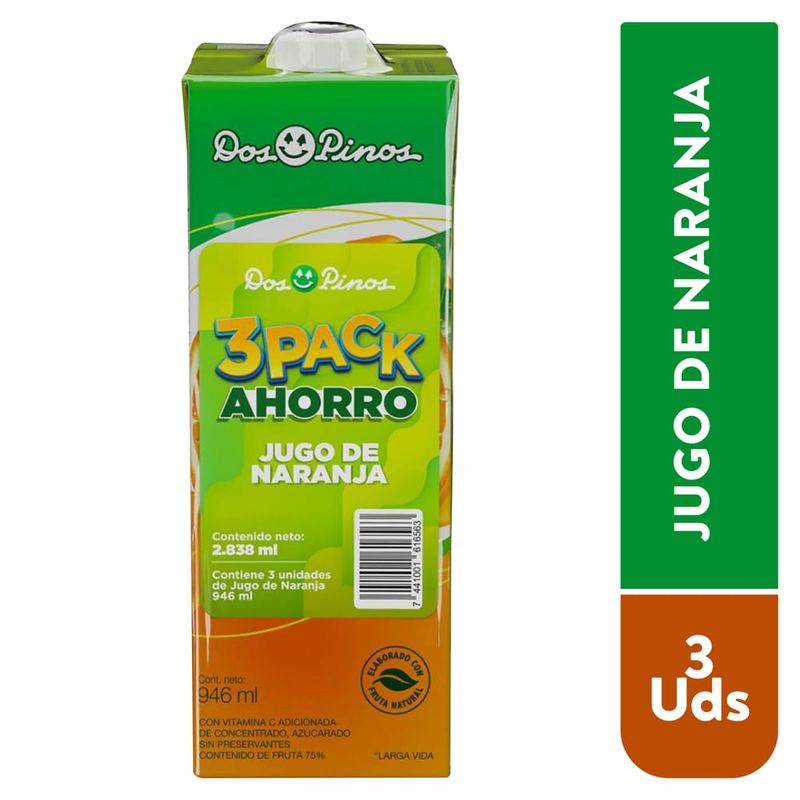 Jugo de Naranja UHT Dos Pinos 3 Pack - 2.83 L