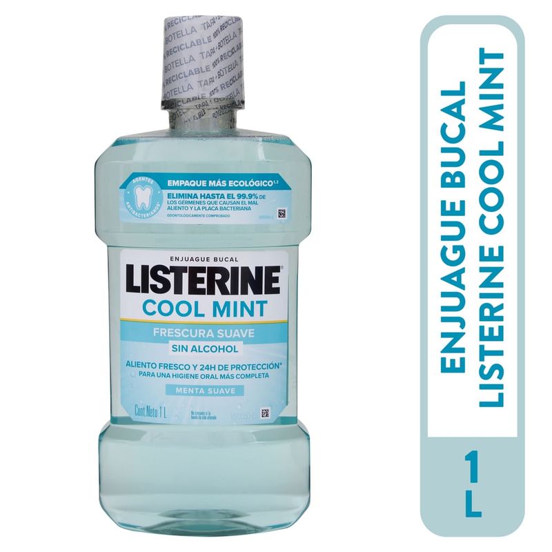 Enjuague bucal Listerine menta suave sin alcohol - 1 L