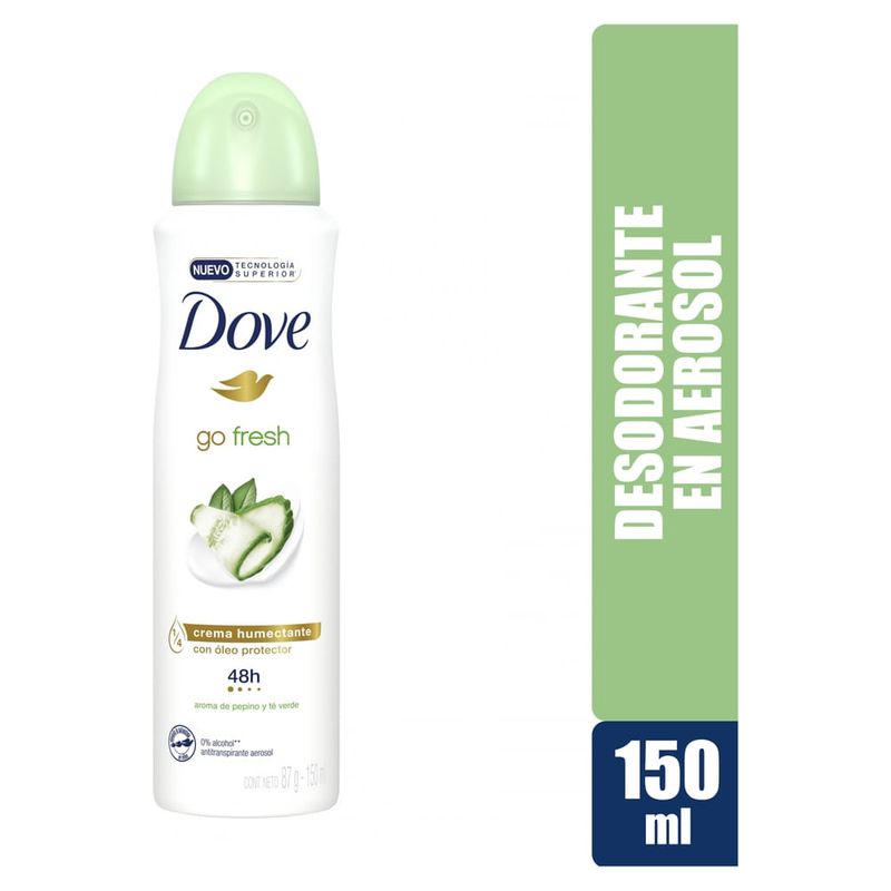 Desodorante Dove go fresh Pepino y Té verde en Aerosol - 150 ml
