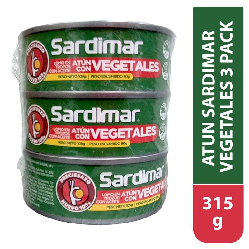 Atún Sardimar trozos en aceite de soya con vegetales - 315 g