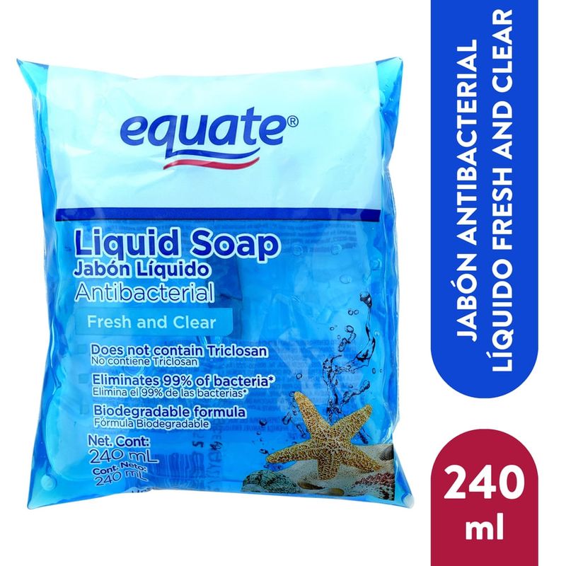 Jabón Equate Liquido Antibacterial Burbuja Fresh -240 ml