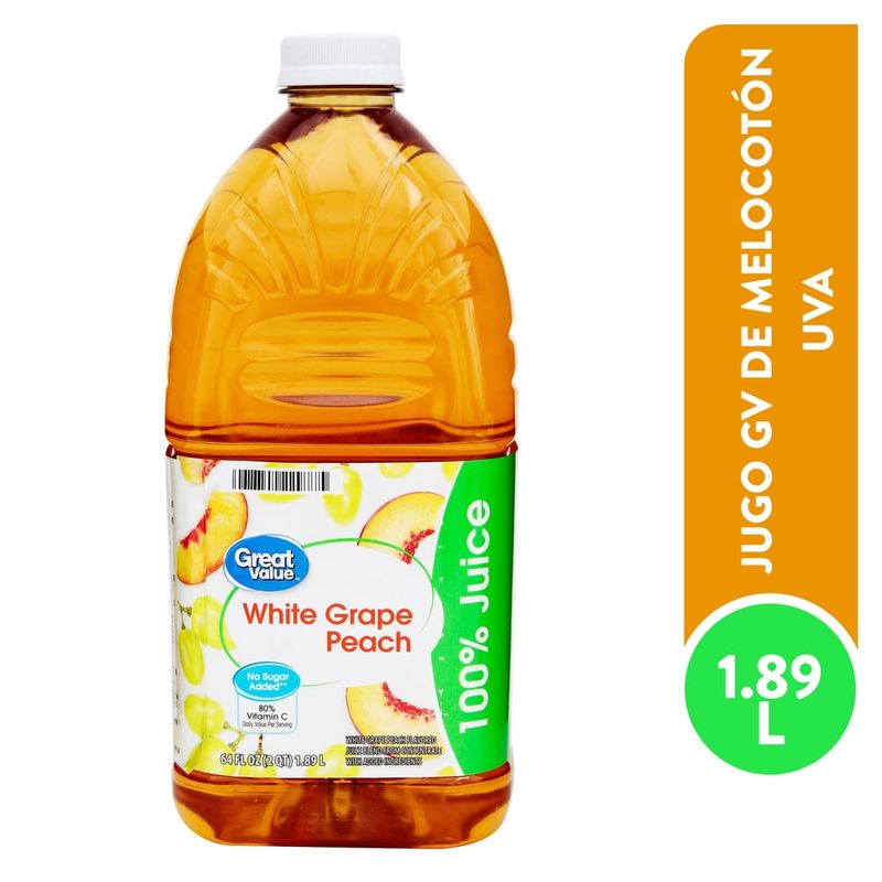 Jugo Great Value Sabor Melocotón y Uva - 1.89 L