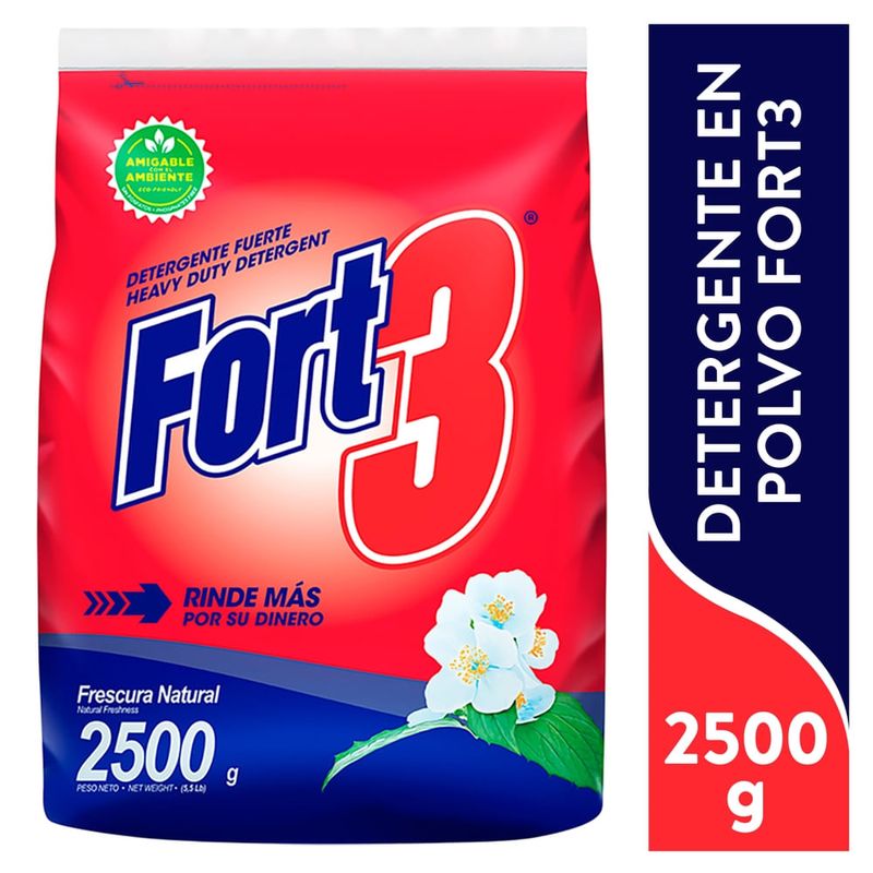 Detergente En Polvo Fort3 Frescura Natural - 2500g