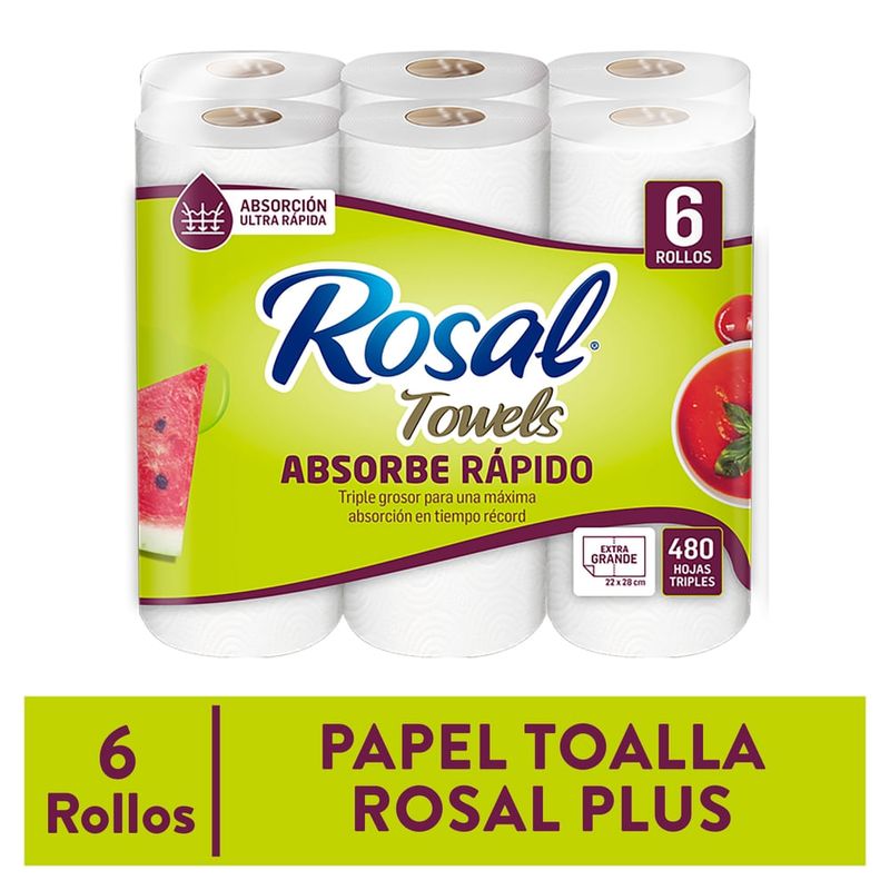 Toalla de cocina Rosal 480 Hojas Triples -6 Rollos