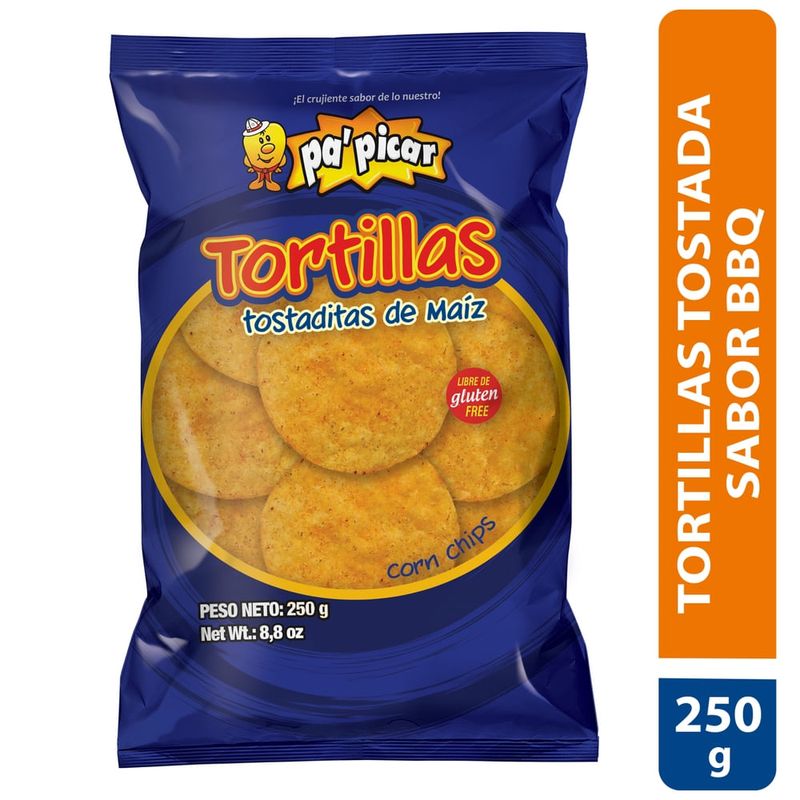 Tortilla pa'picar tostaditas de maíz barbacoa - 250 g