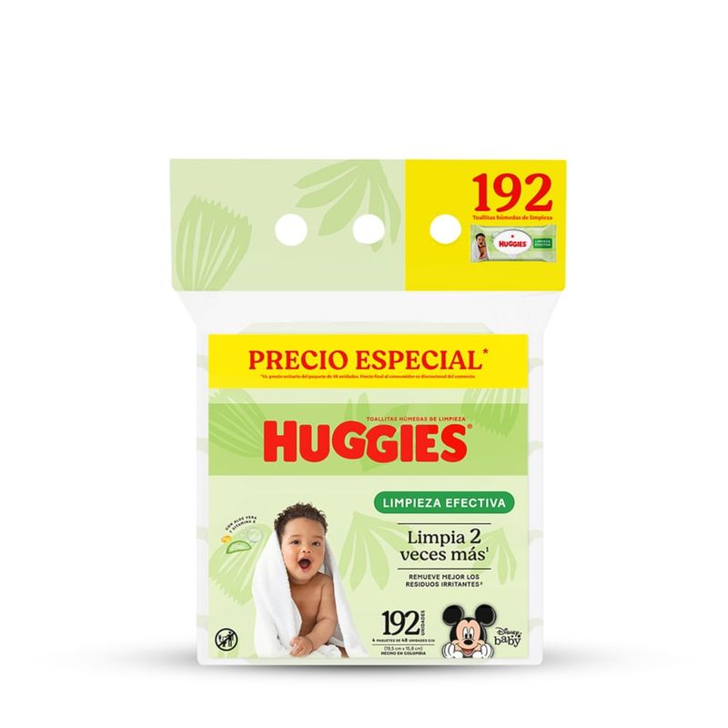 Toallas Húmedas Huggies Limpieza Efectiva - 192 Unidades