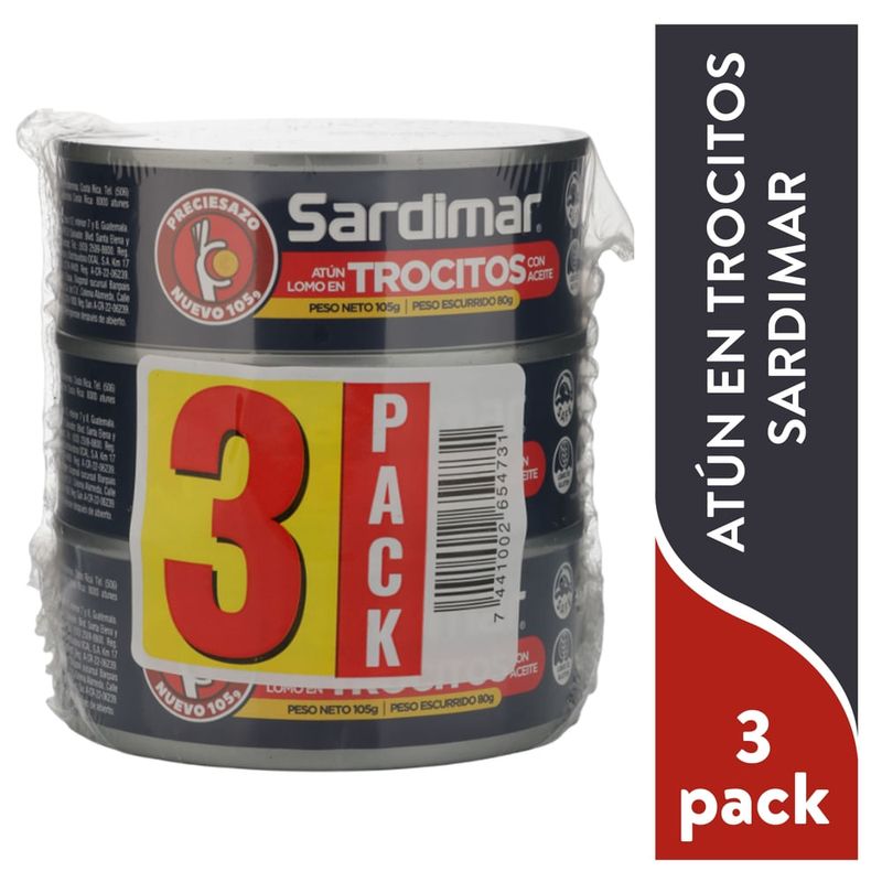 Atún Sardimar trocitos en aceite de soya 3 Pack - 315 g