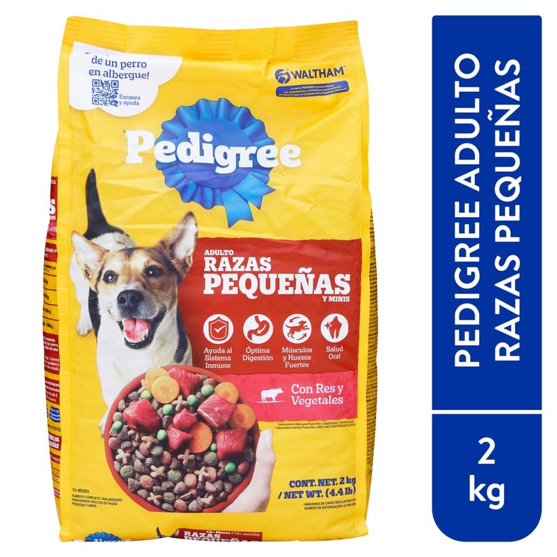 Alimento Pedigree para perros adultos res y vegetales razas pequeñas y minis - 2 kg