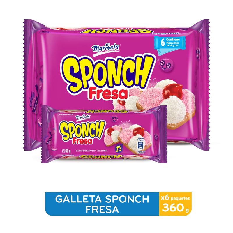 Galleta Marinela Sponch Fresa 6 pack - 360 g