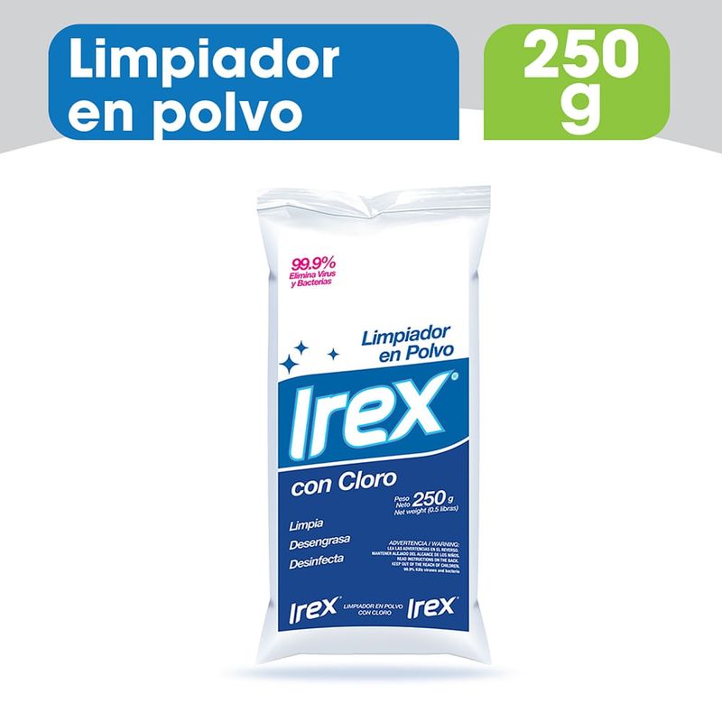 Limpiador Irex en polvo con cloro bolso - 250 g