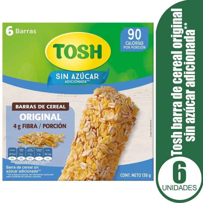 Barra de cereal Tosh Original sin azúcar adicionada  - 138 g
