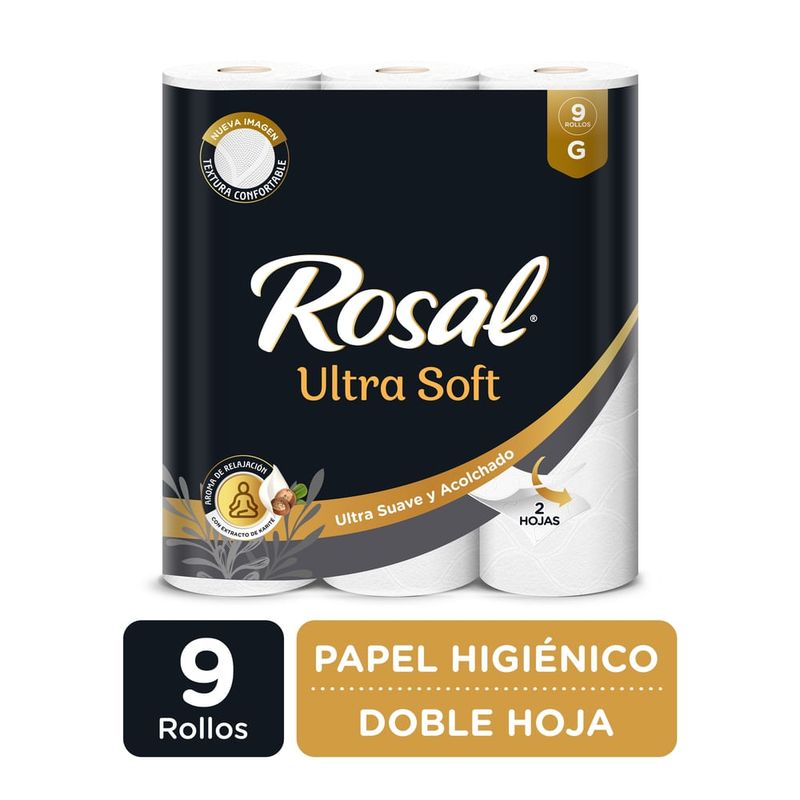Papel Higiénico Rosal Black Edition, Doble Hoja - 9 Rollos