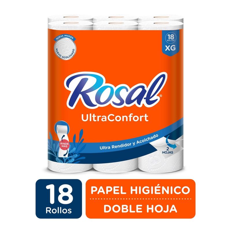 Papel Higiénico Rosal Naranja, Doble Hoja - 18 Rollos