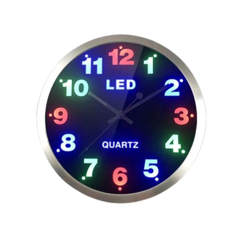 RELOJ DE PARED LUCES LED 26CM AA-3136