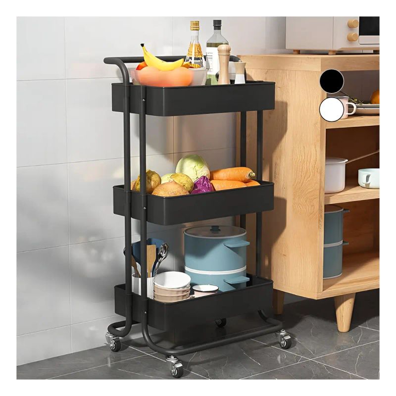 CARRITO ORGANIZADOR C/RUEDAS MULTIUSO NEGRO