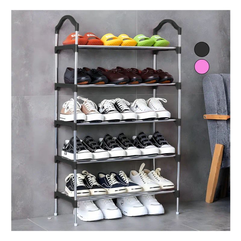 ZAPATERA METALICA 5 BANDEJAS SHOE RACK NEGRA