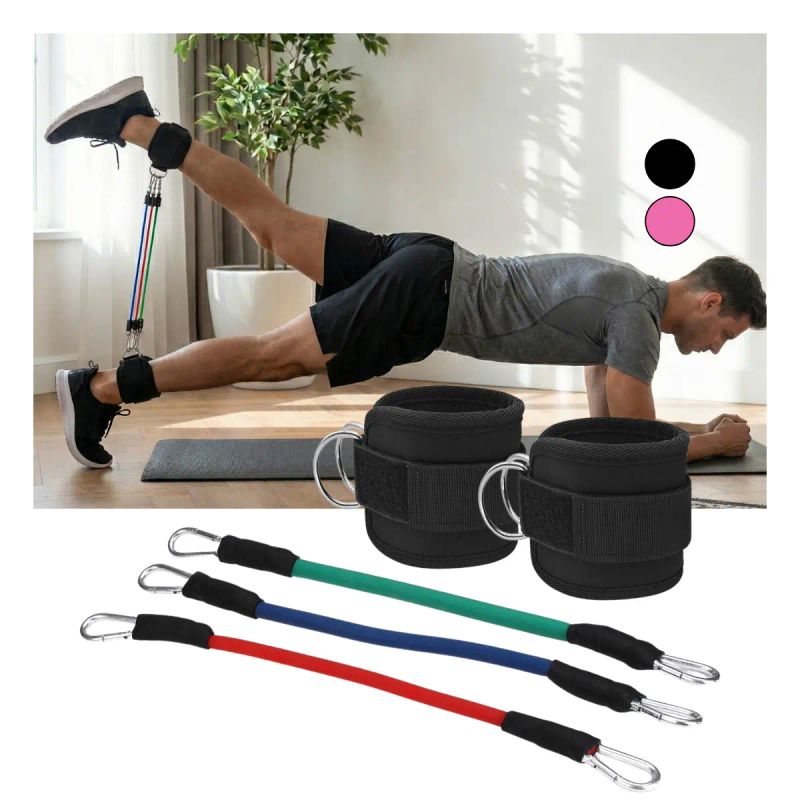 SET DE LIGAS PARA EJERCICIOS DE PIERNAS 5 EN 1 COLOR NEGRO