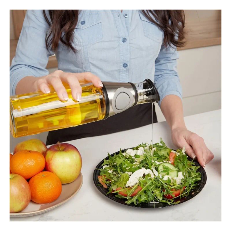 BOTELLA PARA ACEITE CON MEDIDA GRIS